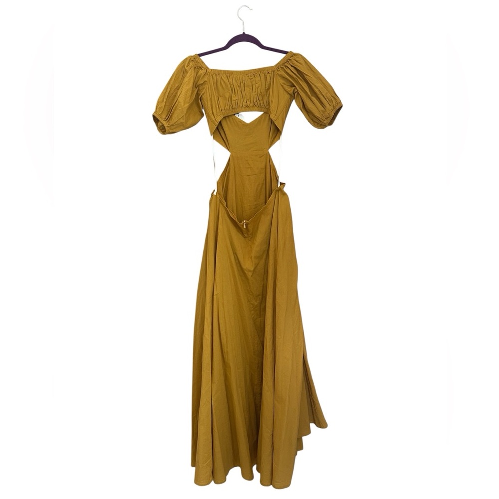 NWT Chakeris Charleston Yellow Flowy Cut out Maxi Dress Off the Shoulder Size S - Picture 2 of 15